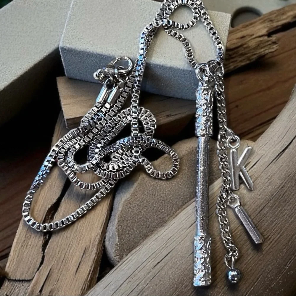 Dungeons and Dragons Monk necklace Monk staff and the initials KI DND jewelry